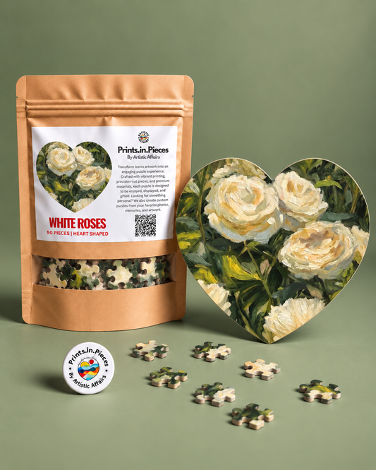 White Roses Heart-Shaped Puzzle