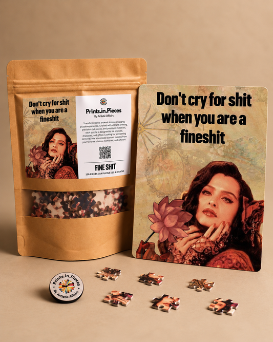 Fine Sh*t jigsaw puzzle – sassy black type with a retro glamour portrait