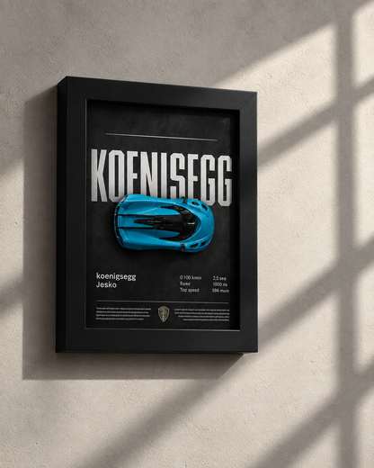 Koenigsegg Jesko (Blue) 3D car frame by Artistic Affairs, photo 2 of 2