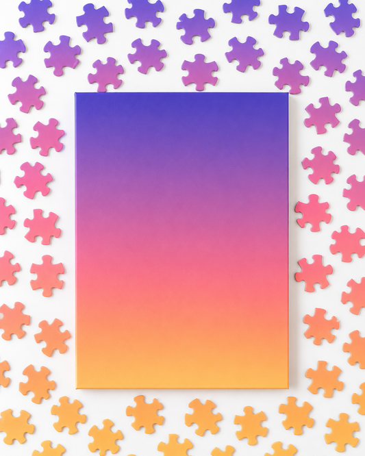 Gradient Puzzle – Purple to Fiery Orange (A4, 120 Pieces)