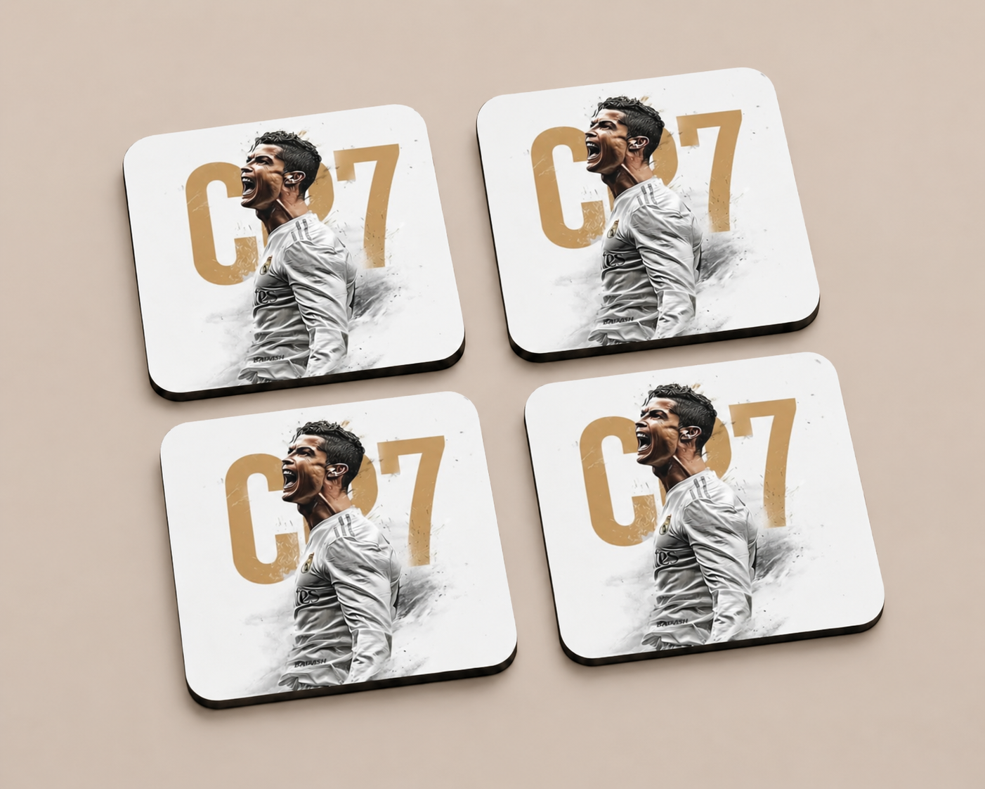 “CR7” Cristiano Ronaldo 10 x 10 cm drink coaster by Artistic Affairs