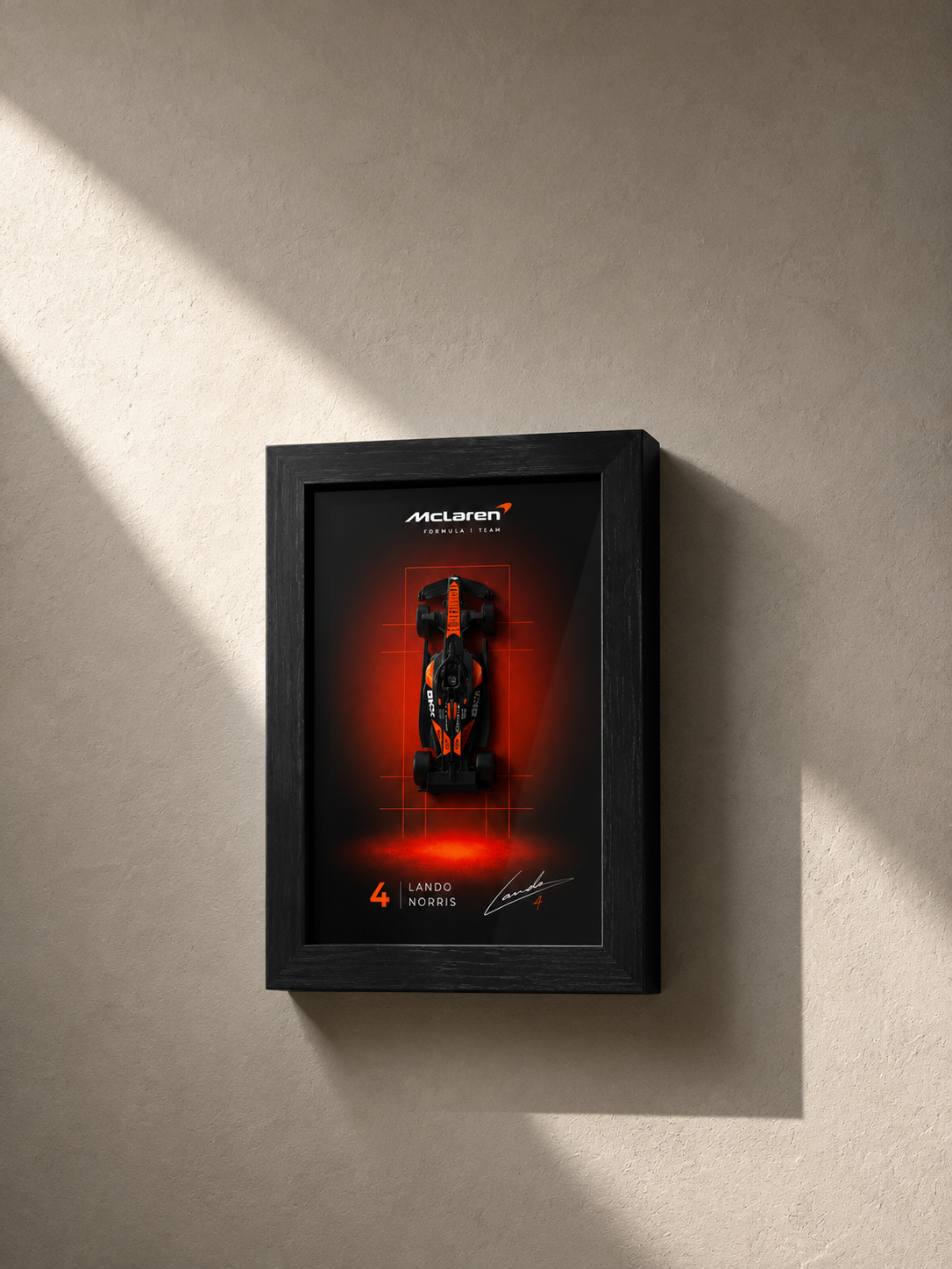 McLaren MCL38 Formula 1 3D Shadow Box Frame – Lando Norris #4