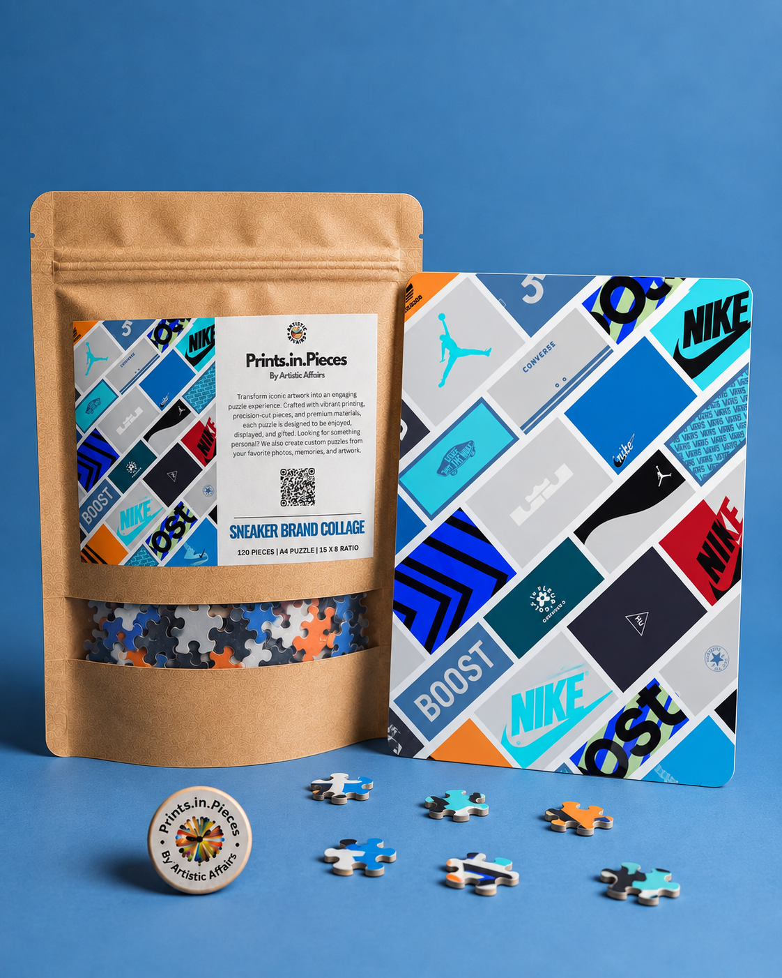 Sneaker Brand Collage Puzzle (A4, 120 Pieces)