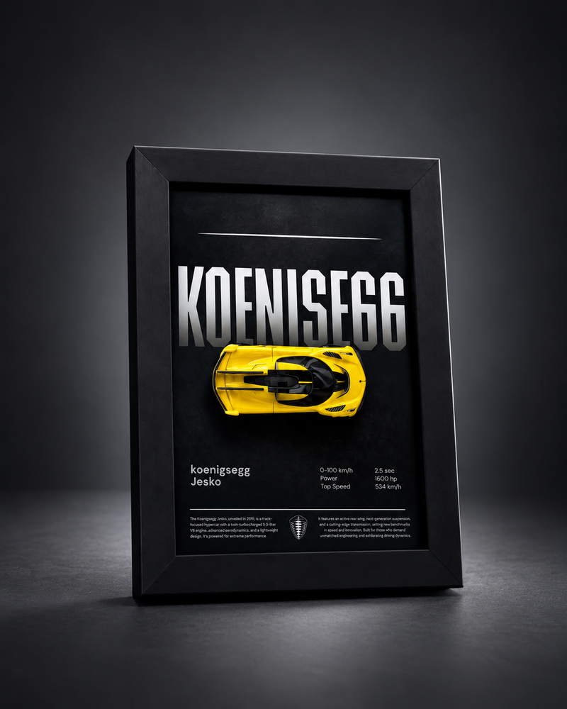 Koenisegg Jesko 3d Hotwheels Car Frame (yellow)