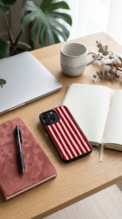 Pink & Burgundy Stripe Phone Case