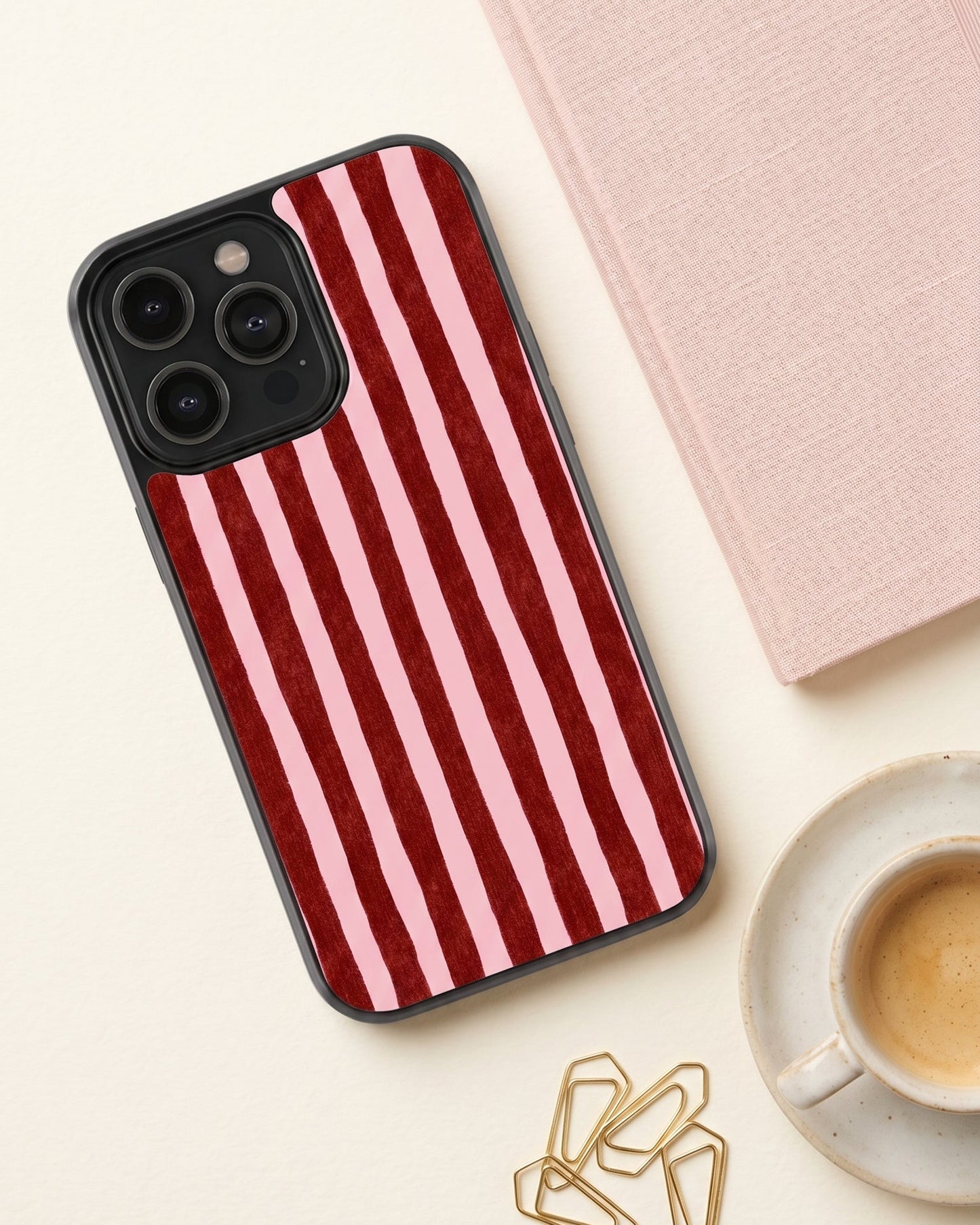 Pink & Burgundy Stripe Phone Case