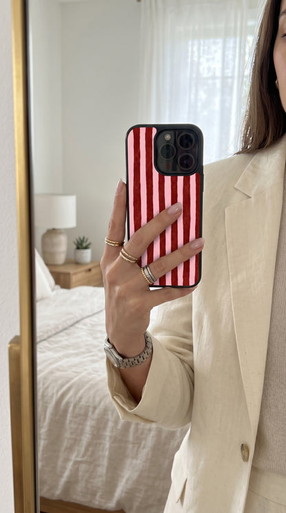 Pink & Burgundy Stripe Phone Case