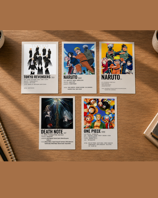 Anime Essentials Polaroid Set 1 - Tokyo Revengers, Naruto, Death Note, One Piece