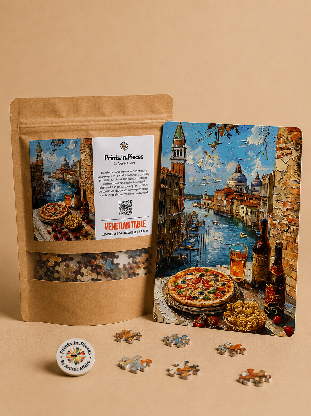Venetian Table Puzzle – 120 Piece Venice Food &amp; Travel Puzzle
