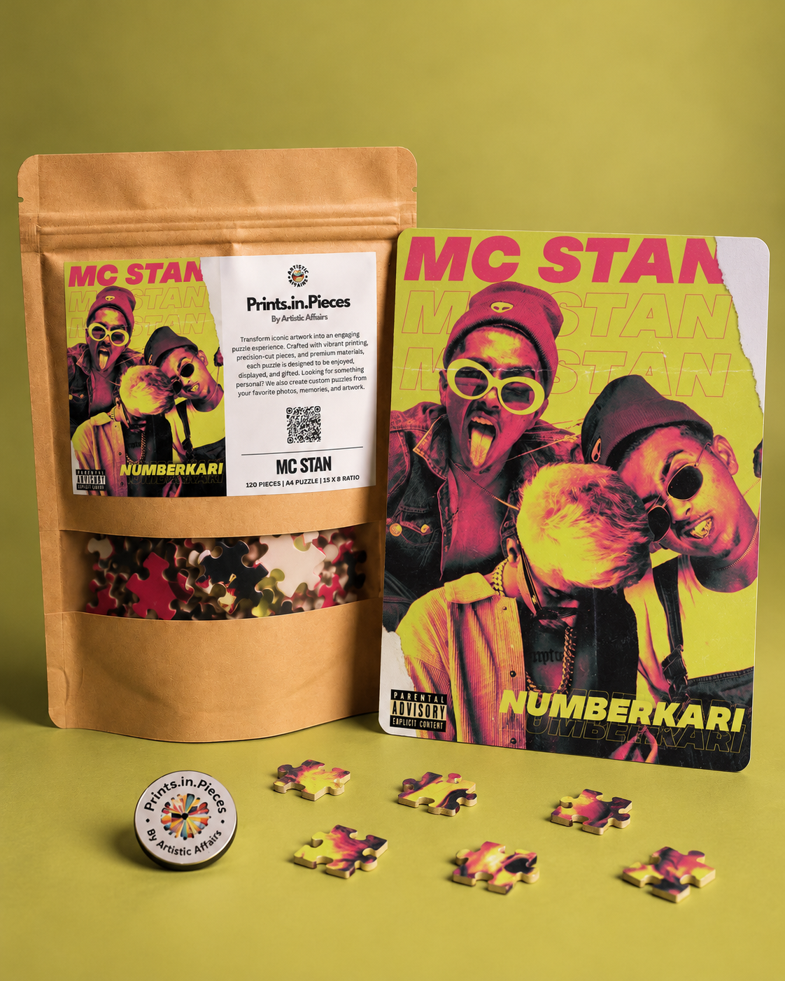 MC Stan Numberkari jigsaw puzzle – lime and pink duotone poster