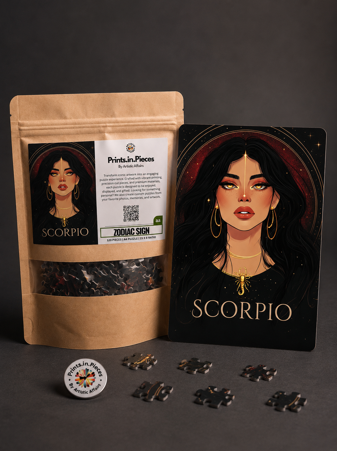 Scorpio Zodiac Puzzle — 120 Piece Celestial Portrait Art