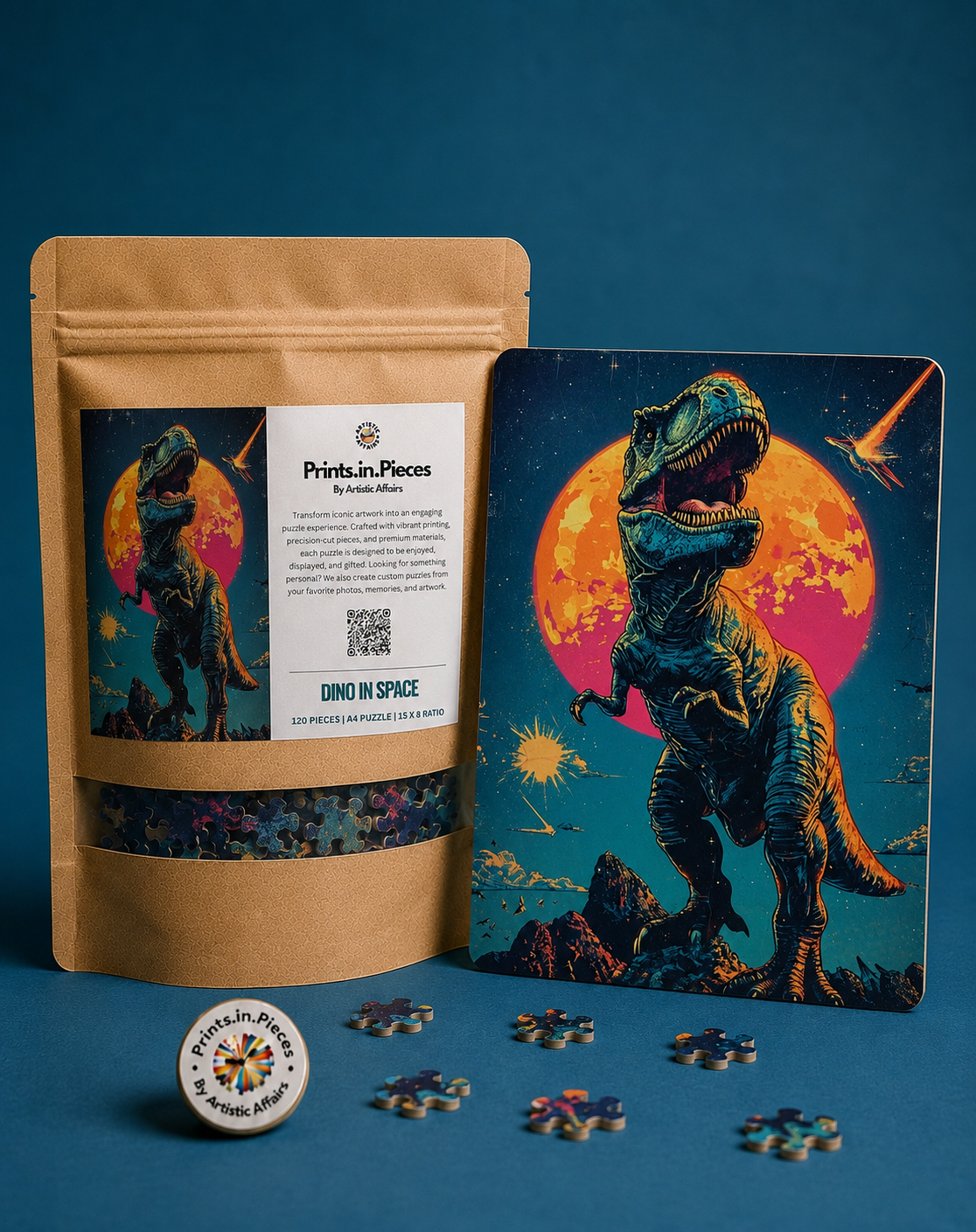 Dino in Space Retro Sci-Fi Puzzle