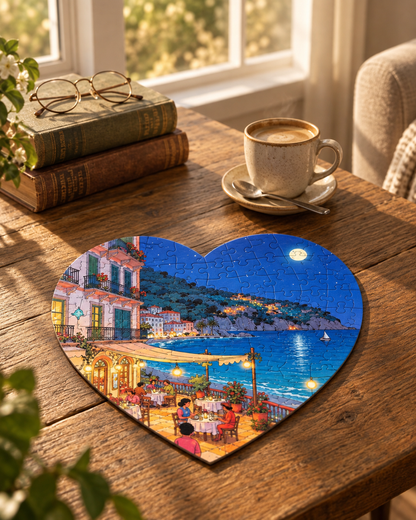 Moonlight Dinner Heart-Shaped Puzzle