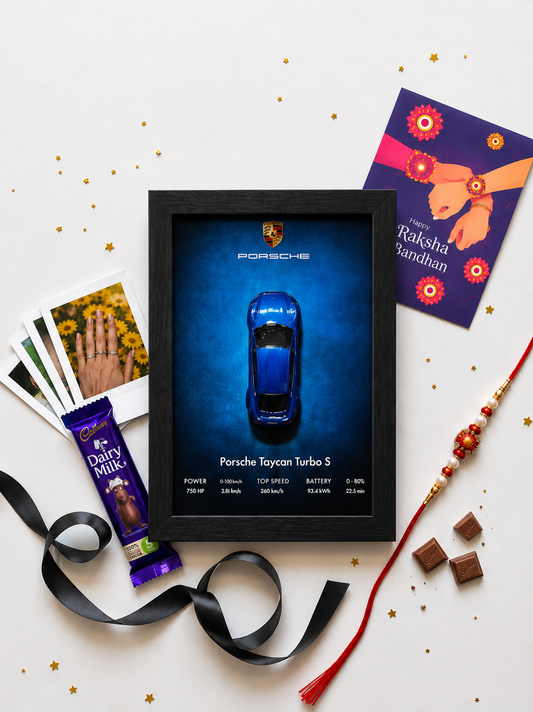 Porsche Taycan Turbo S 3D Car Frame Raksha Bandhan Hamper