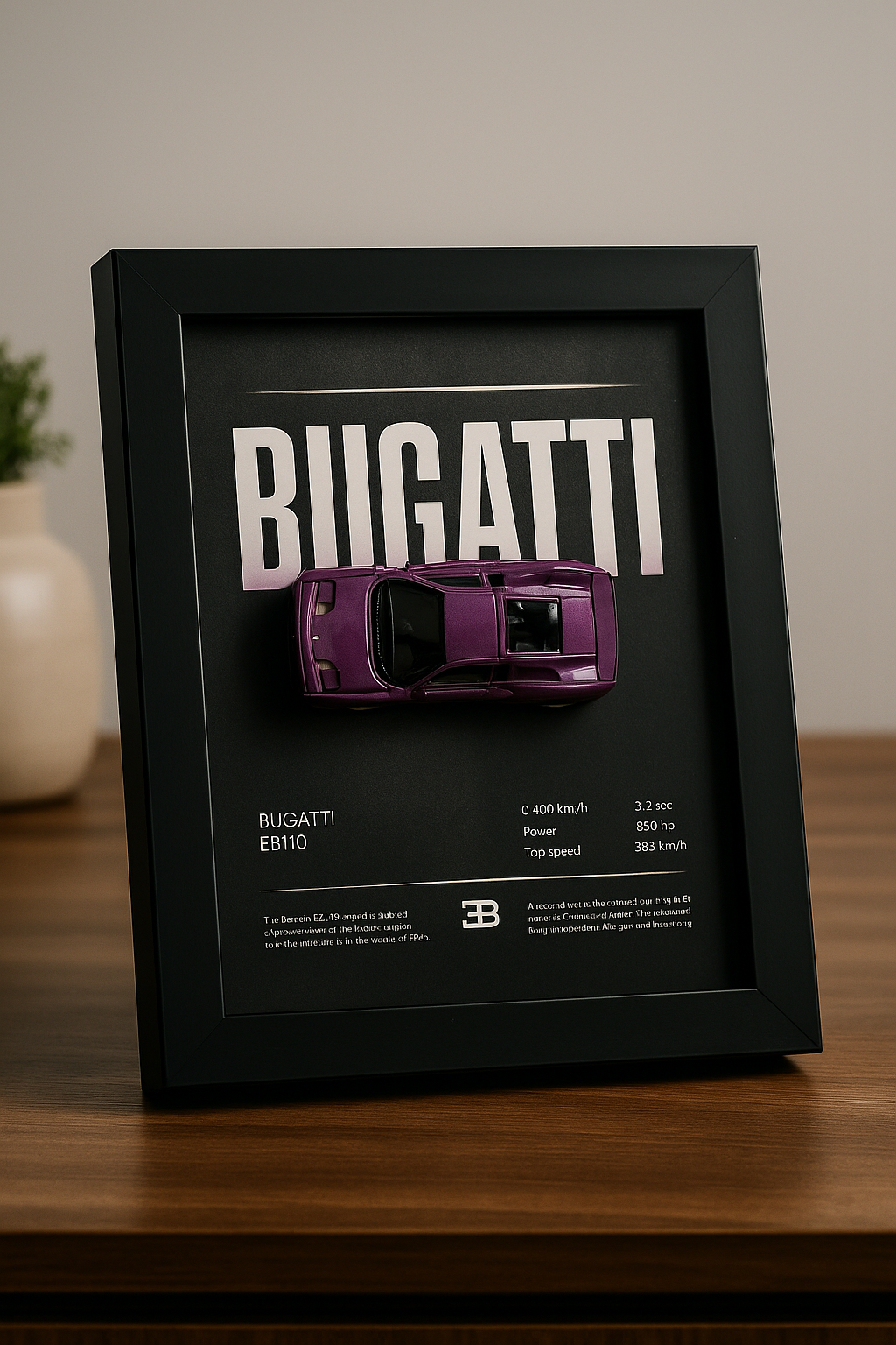 Bugatti EB110 3d Hotwheels Car Frame (purple)