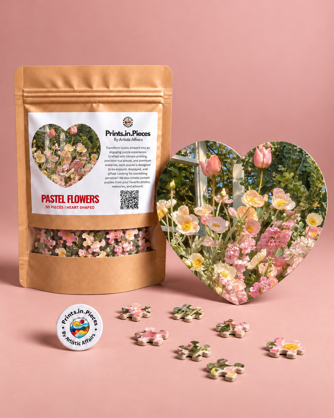 Pastel Flowers Heart-Shaped Puzzle