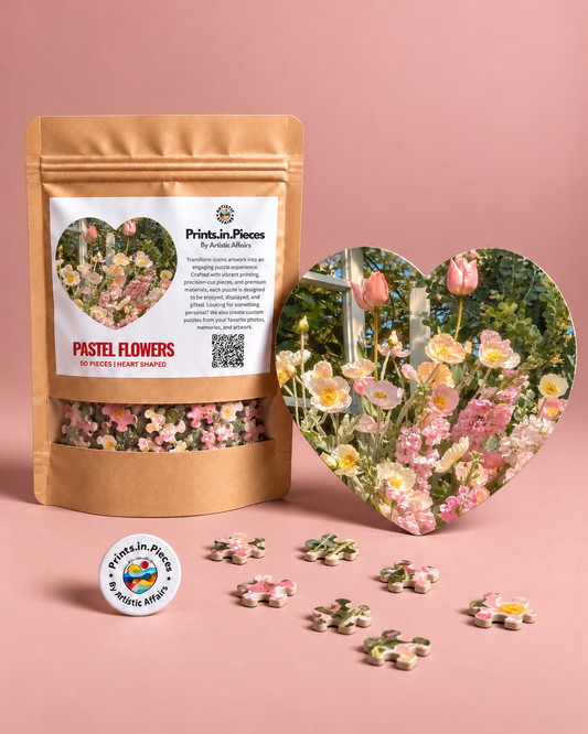 Pastel Flowers Heart-Shaped Puzzle