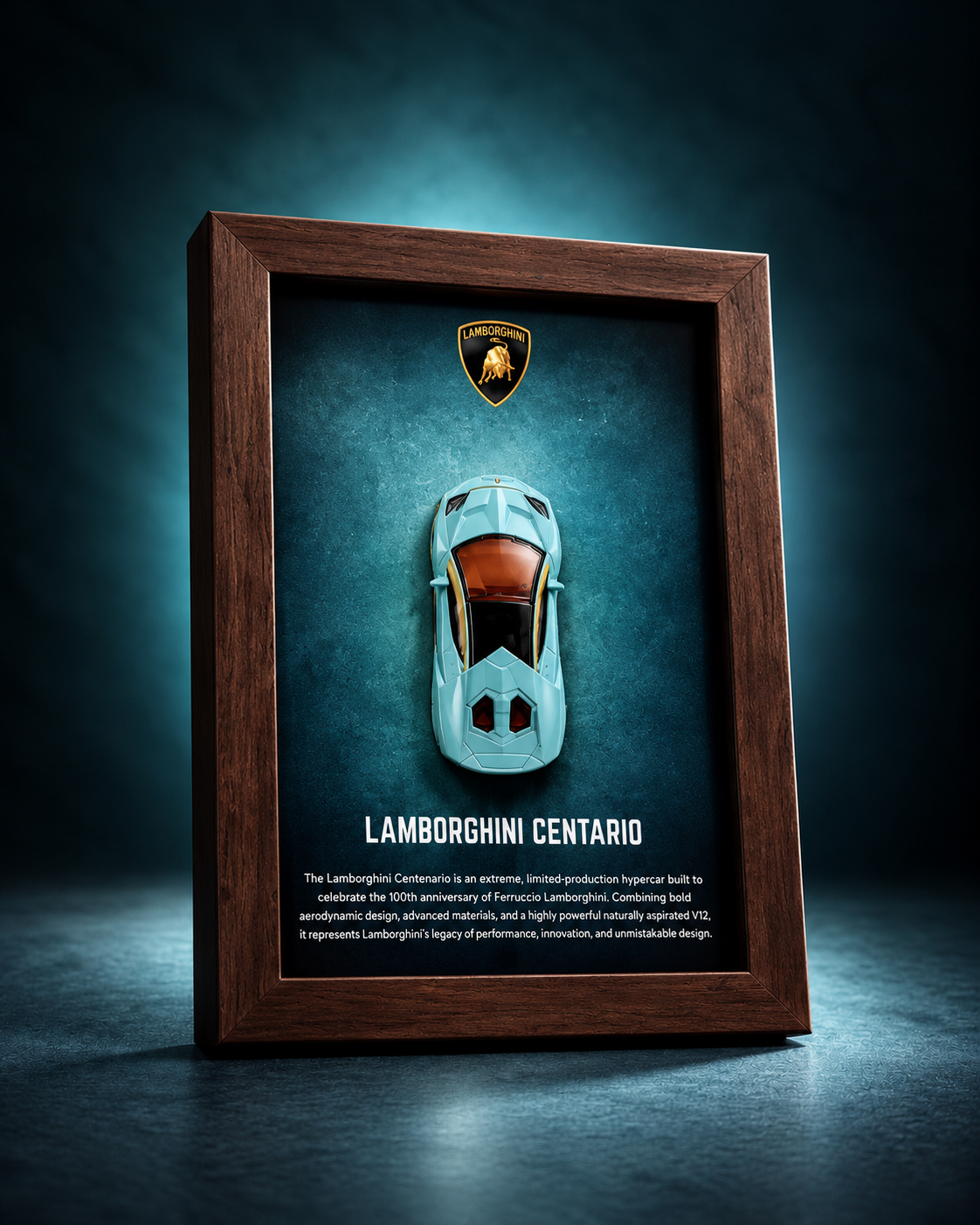 Lamborghini Centenario 3D car frame with Hot Wheels diecast car by Artistic Affairs