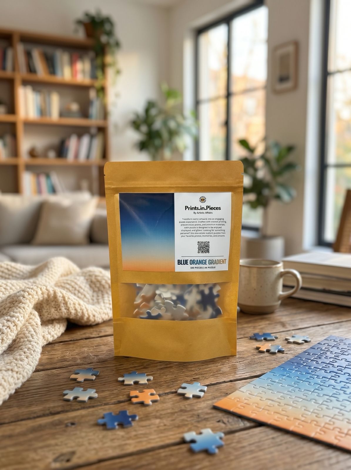 Blue Orange Gradient Puzzle | Prints.in.Pieces | A4 120 Piece Jigsaw