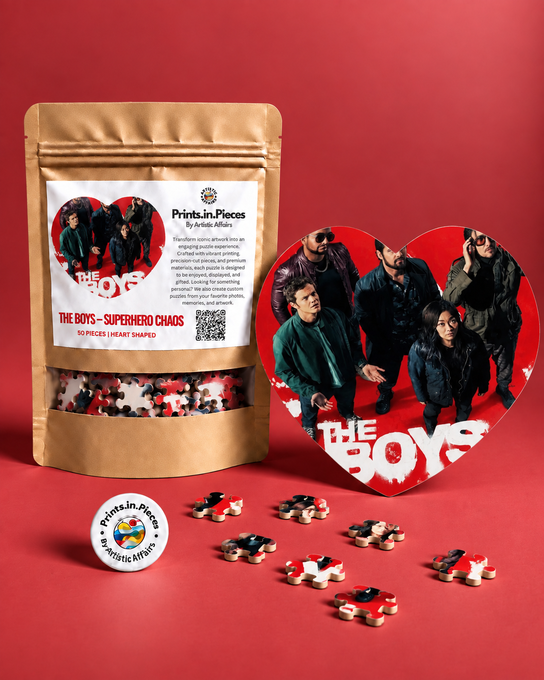 The Boys Superhero Chaos Heart-Shaped Puzzle