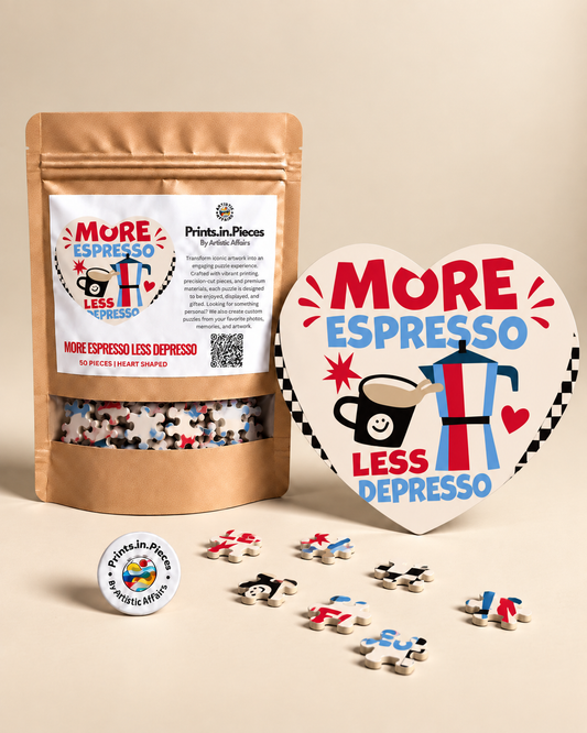 More Espresso Less Depresso Heart-Shaped Puzzle