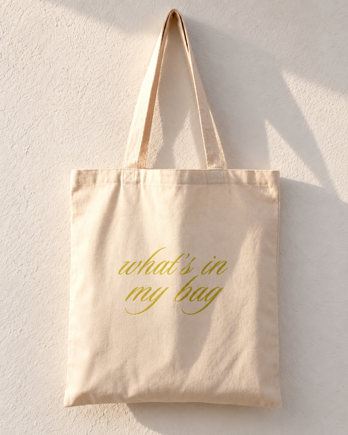 What's In My Bag Gold Cursive Script Tote Bag