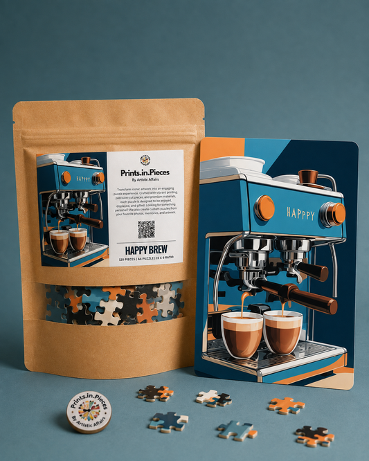 Happy Brew Puzzle | 120 Piece A4 Coffee Machine Jigsaw