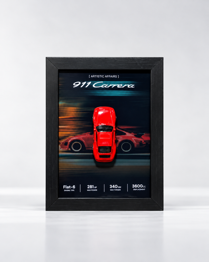 Limited Edition Porsche 911 Carrera 3D car frame by Artistic Affairs, photo 2 of 6