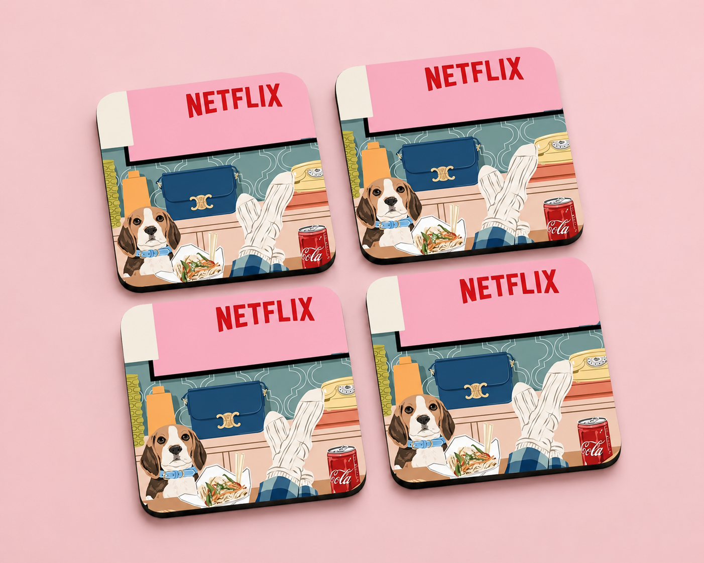 “Netflix” Cozy Night In 10 x 10 cm drink coaster by Artistic Affairs