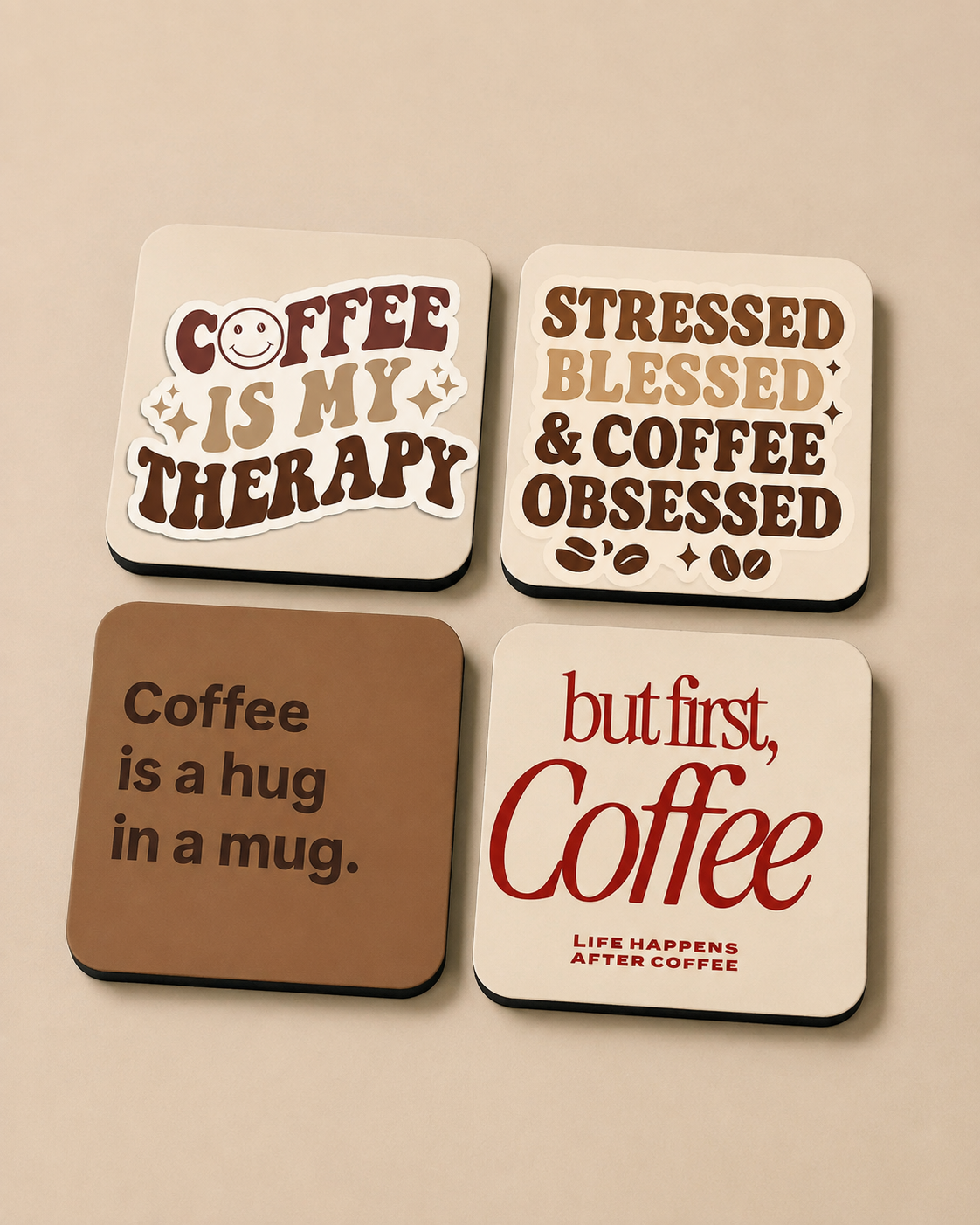 Coffee Quotes Coaster Set