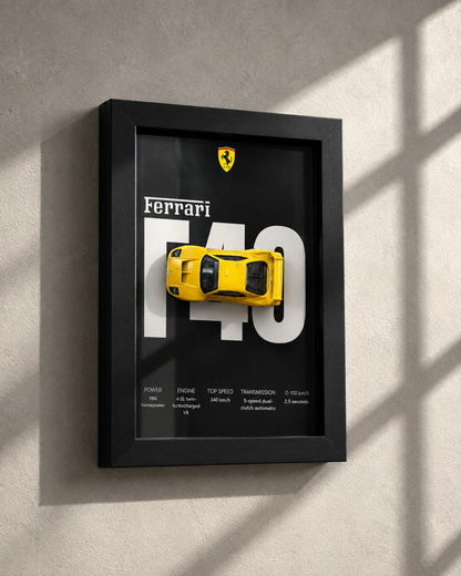 Ferrari F40 3d Hotwheels Car frame 1:64 scale (Q case)