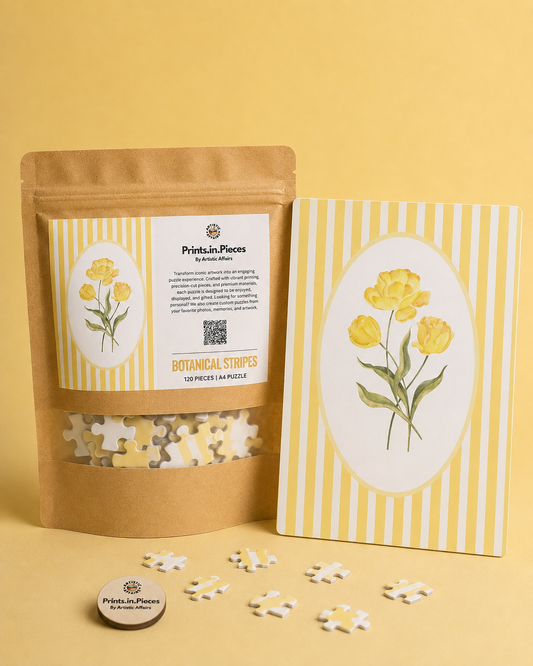Botanical Stripes Puzzle | 120 Piece A4 Floral Jigsaw