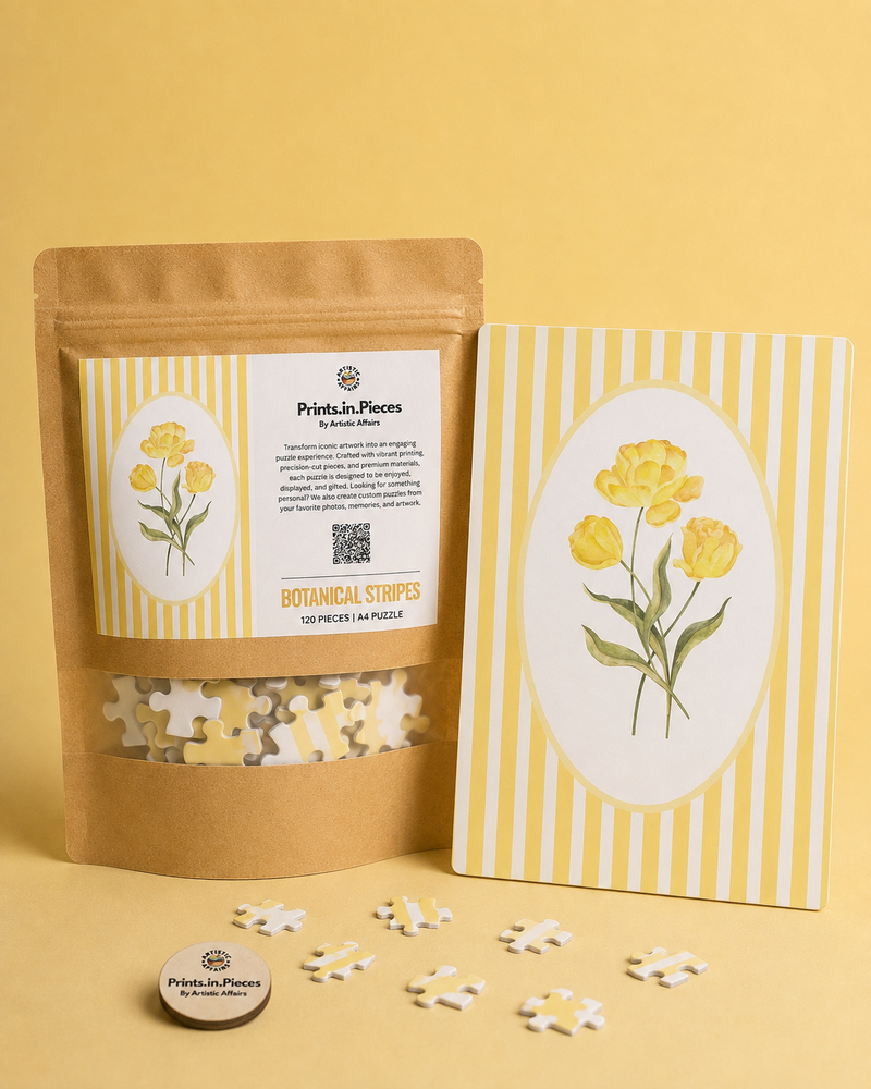 Botanical Stripes Puzzle | 120 Piece A4 Floral Jigsaw