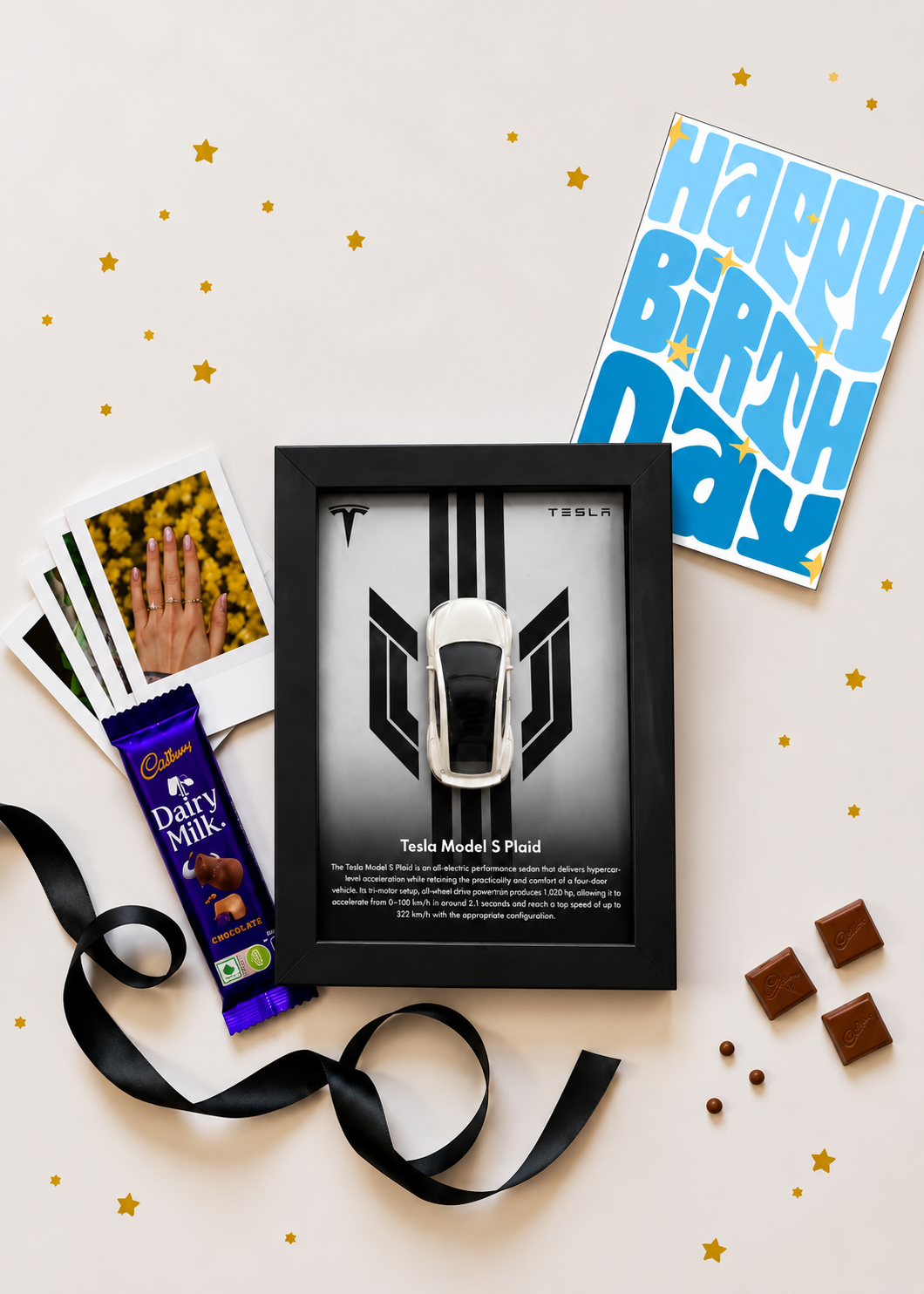 Tesla Model S Plaid Birthday Frame Hamper