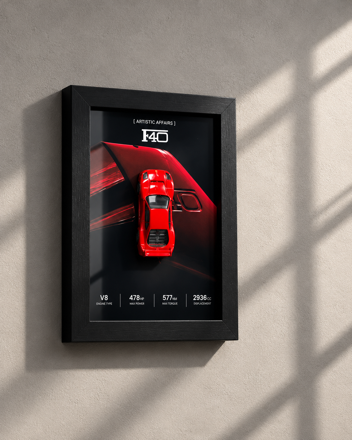 Limited Edition Ferrari F40 3D car frame by Artistic Affairs, photo 6 of 7