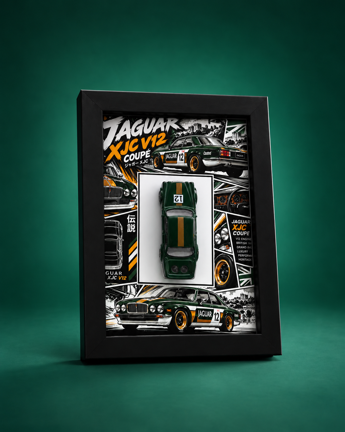 Jaguar XJC V12 Coupé Green 3D Car Frame(Manga Edition)
