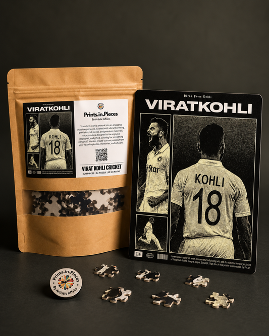 Virat Kohli Cricket Black & White Jigsaw Puzzle