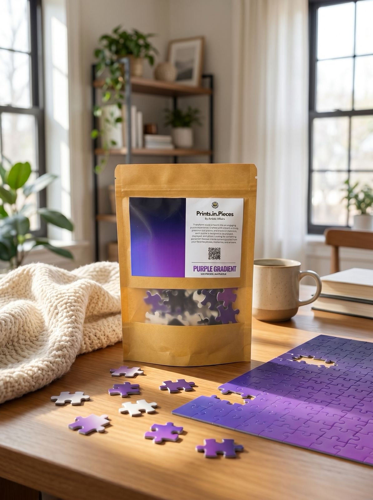 Purple Gradient Puzzle — 120 Piece A4 Abstract Jigsaw