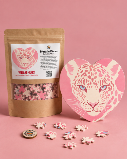Wild At Heart Pink Leopard Heart Shaped Puzzle