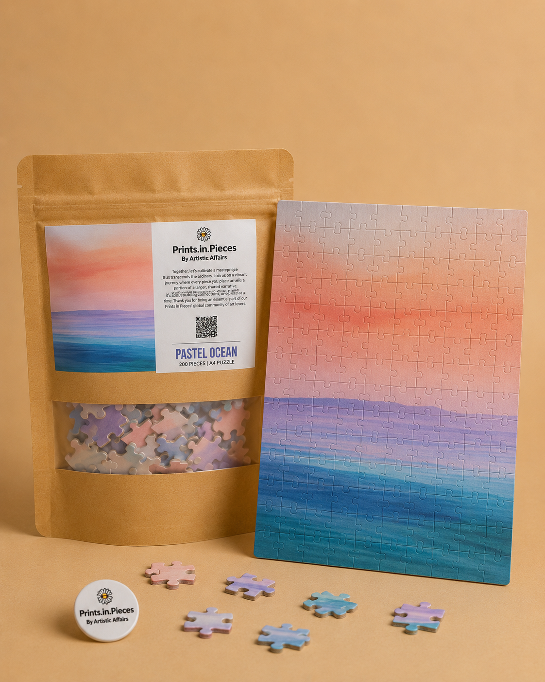 Pastel Ocean Puzzle — 120 Piece A4 Abstract Seascape Jigsaw