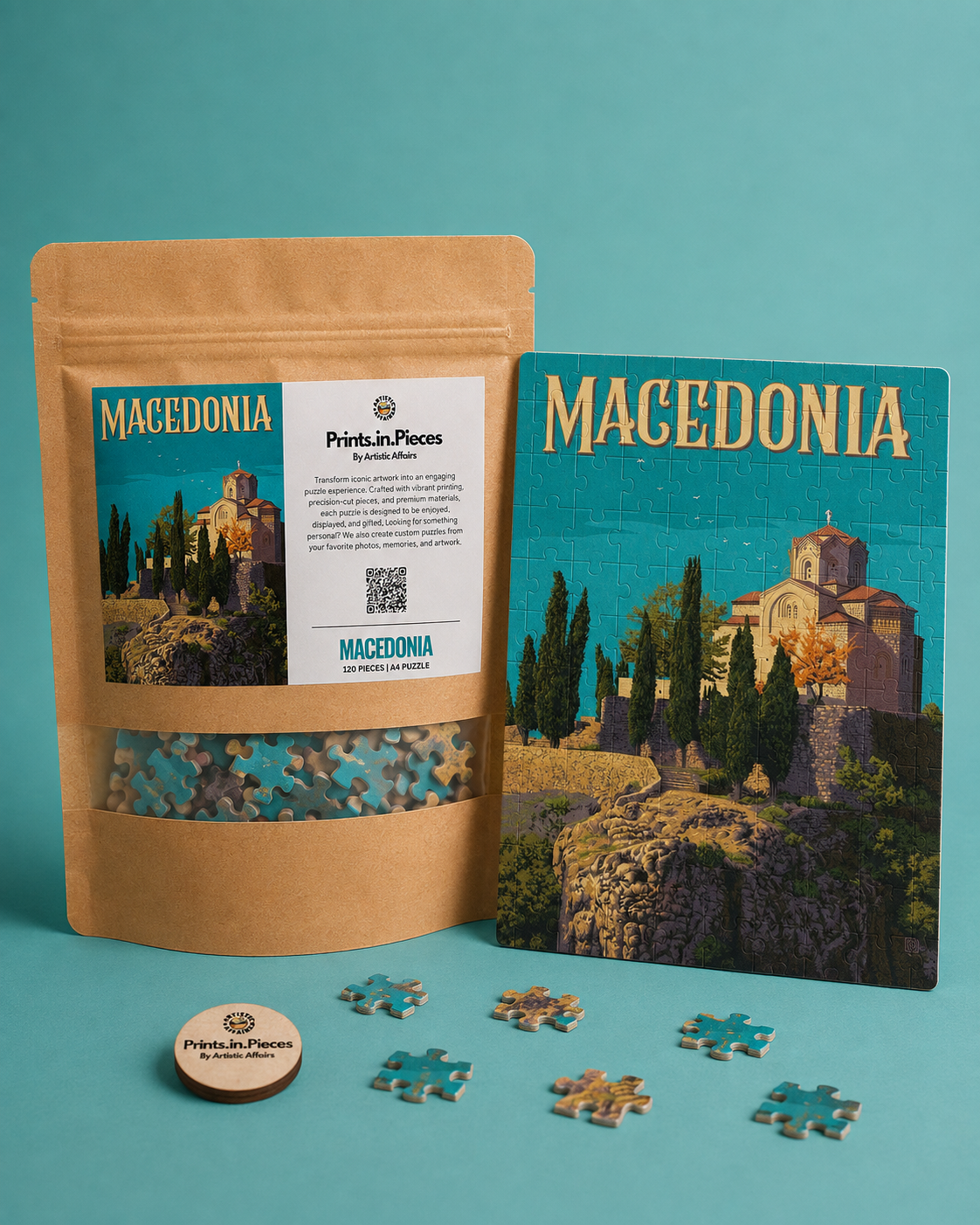 Macedonia Puzzle | 120 Piece A4 Clifftop Church Travel Jigsaw