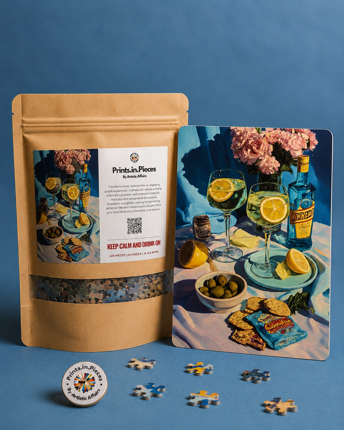 Keep Calm and Drink On Cocktail Still Life Puzzle