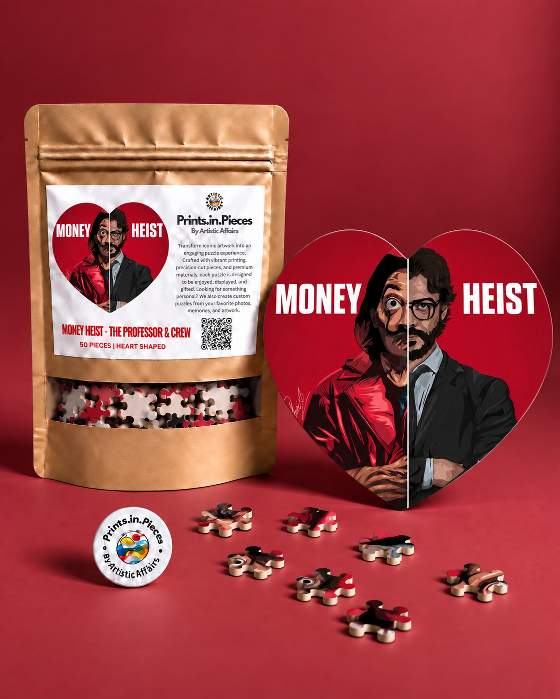 Money Heist The Professor & Crew Heart-Shaped Puzzle