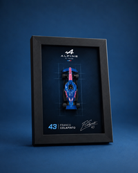 Franco Colapinto Alpine F1 3D car frame with diecast car by Artistic Affairs
