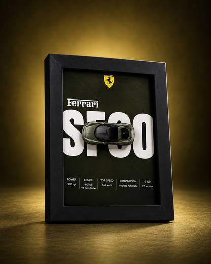 Ferrari SF90 3D car frame with Hot Wheels diecast car by Artistic Affairs