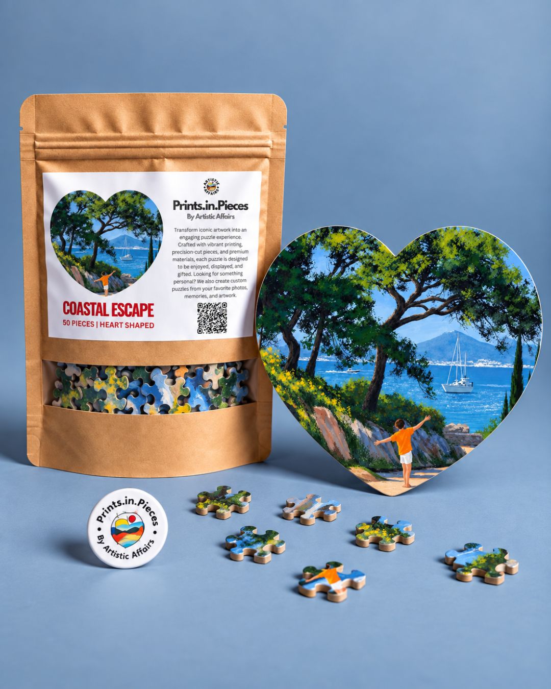 Coastal Escape Heart-Shaped Puzzle