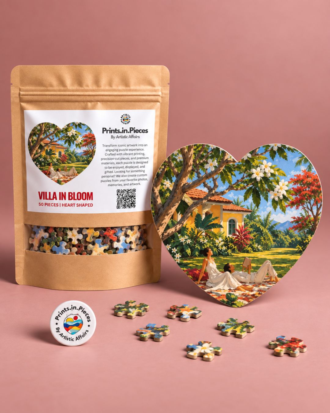 Villa in Bloom Heart-Shaped Puzzle