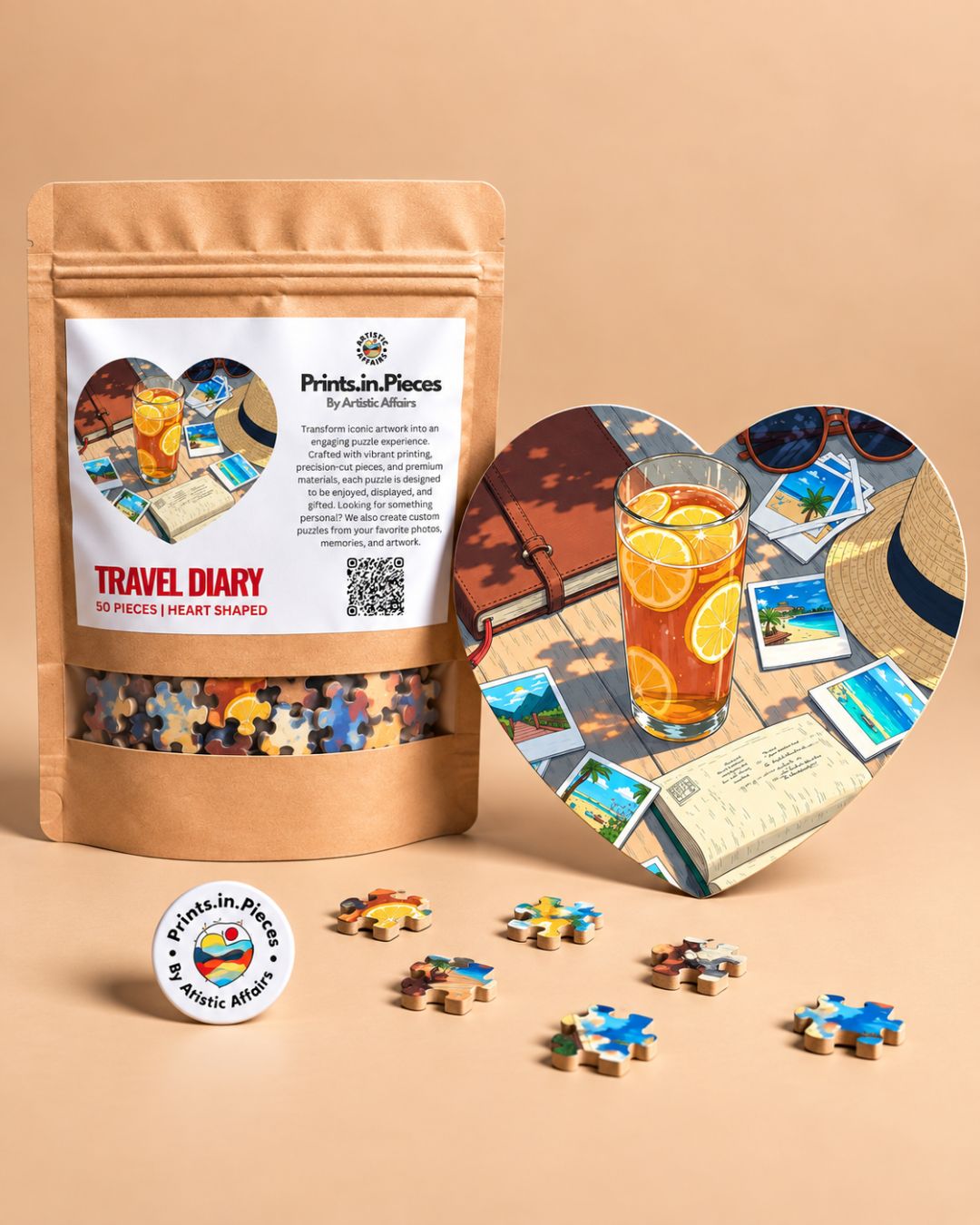 Travel Diary Heart-Shaped Puzzle