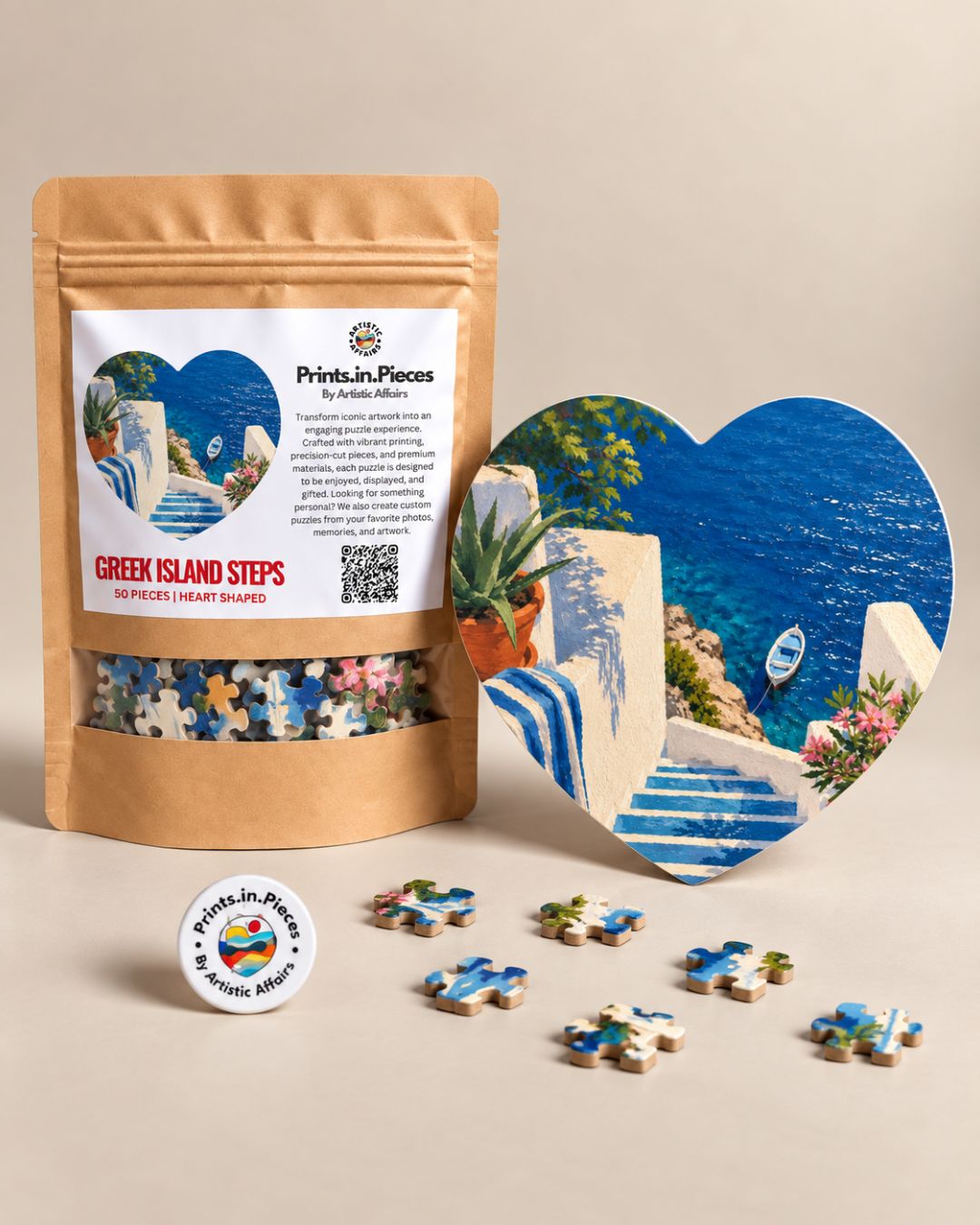 Greek Island Steps Heart-Shaped Puzzle