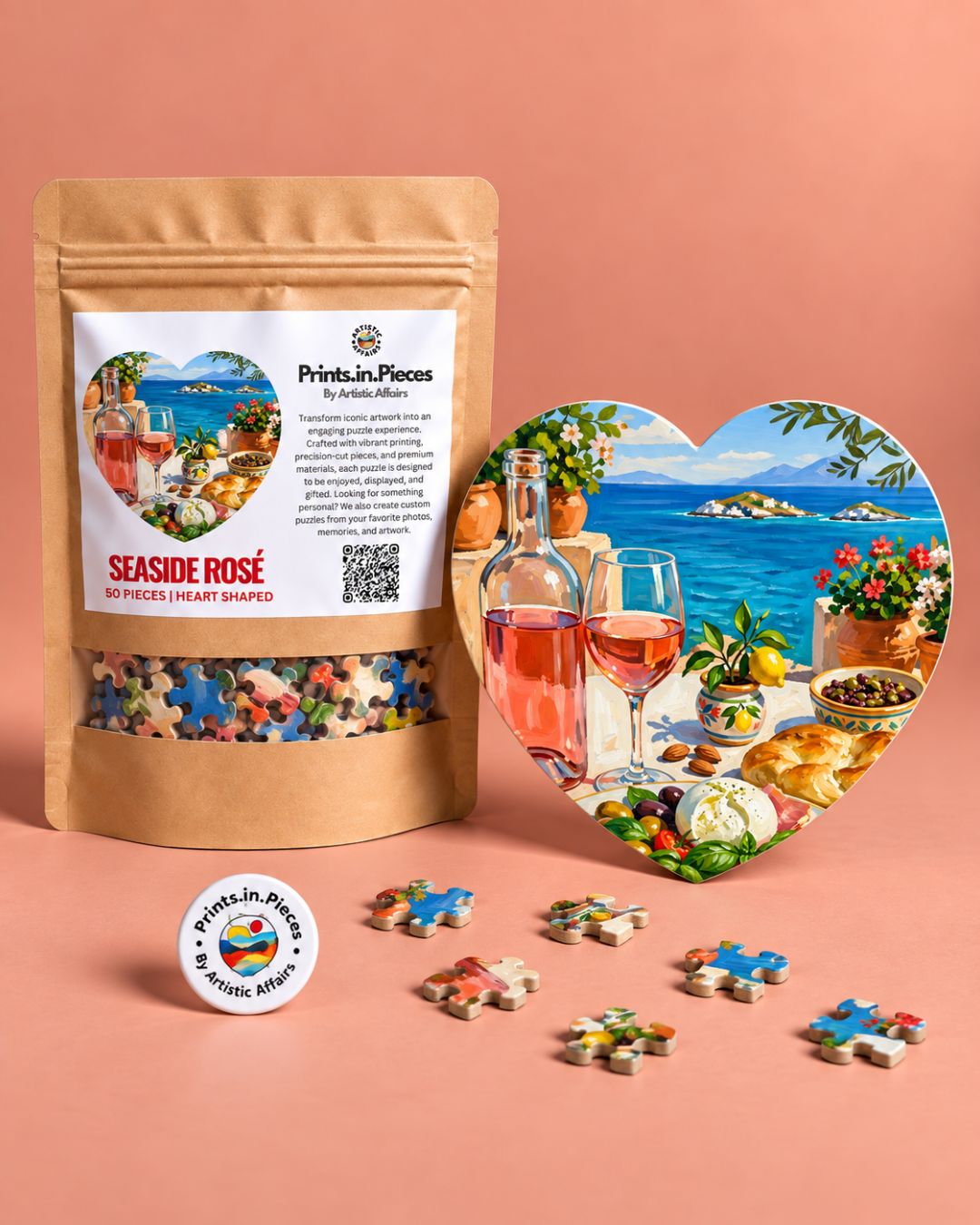 Seaside Rosé Heart-Shaped Puzzle